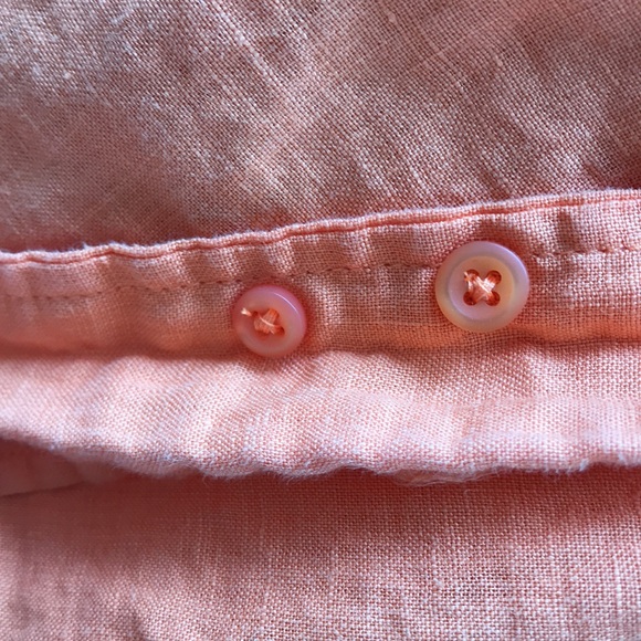 Natural Blue Melon Coral Orange Linen Shirt Large - Picture 5 of 10
